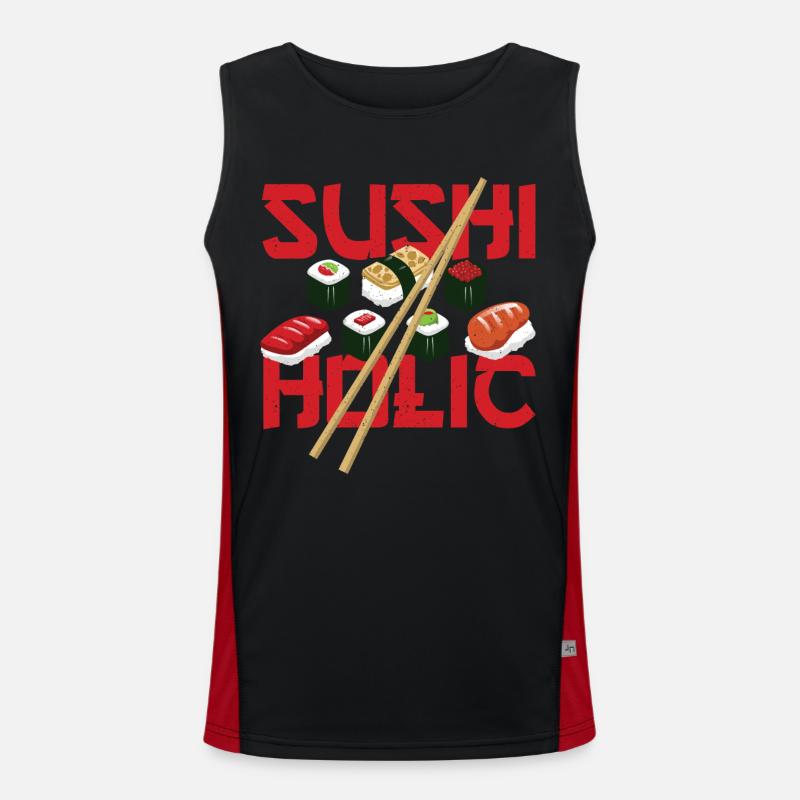 Sushiholic Sushi Rolls Riz et poisson Débardeur respirant contrasté Homme 