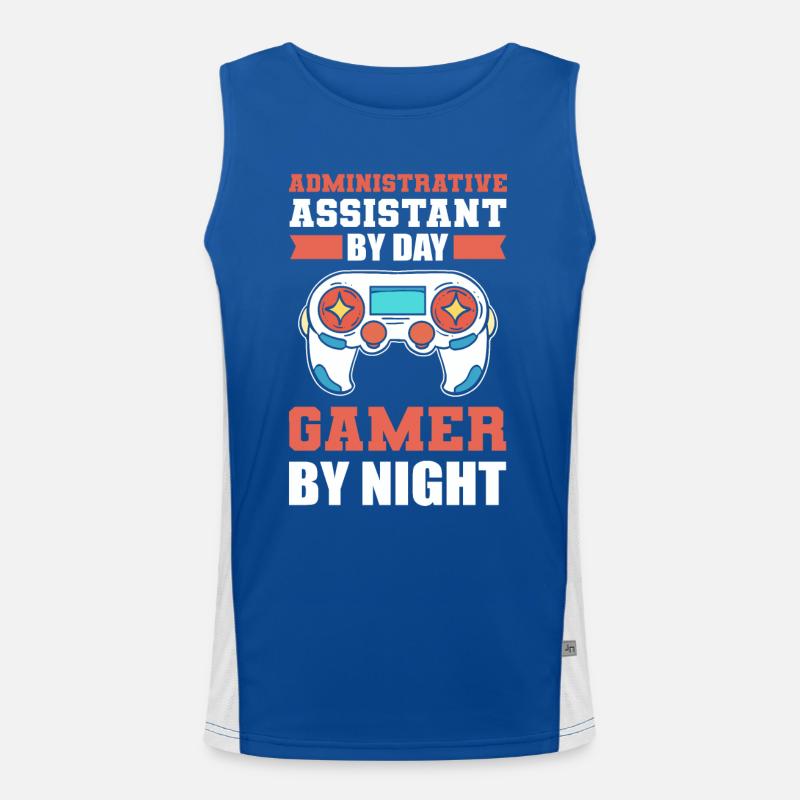 Administrative Assistant By Day Gamer By Night Funktionelles Kontrast-Tank Top für Männer 