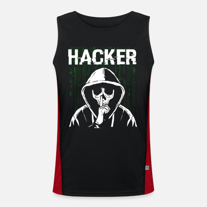 Hacker Skull Hacking Programming Dark Net Funktionelles Kontrast-Tank Top für Männer 