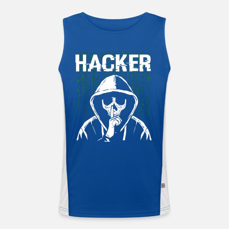 Hacker Skull Hacking Programming Dark Net Men's Functional Contrast Tank Top 