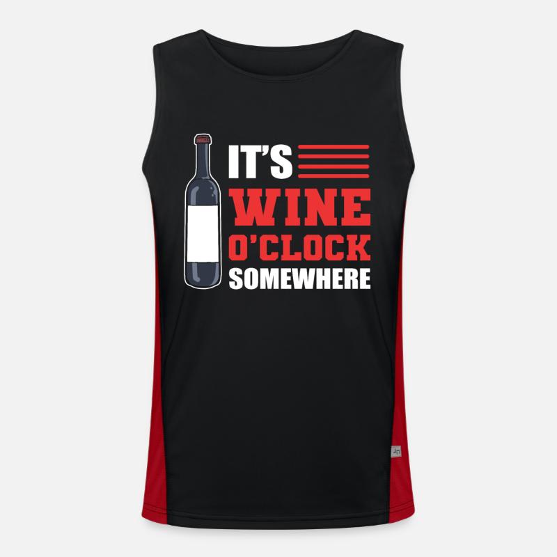 It's Wine O'Clock Somewhere Wine Tasting Funktionelles Kontrast-Tank Top für Männer 