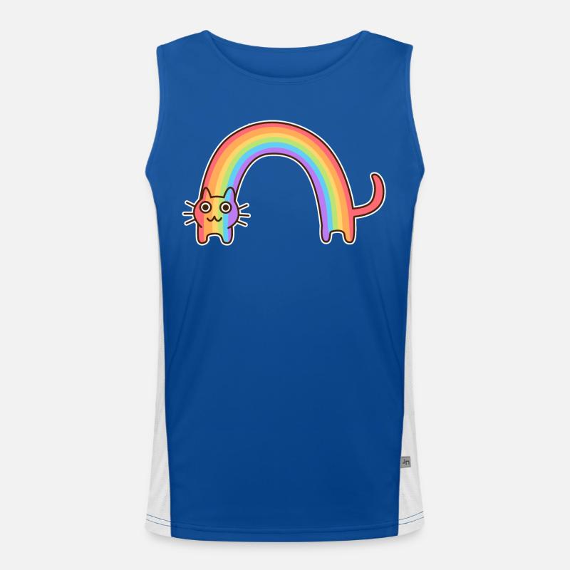 Chat arc-en-ciel. Design coloré du chat * Débardeur respirant contrasté Homme 