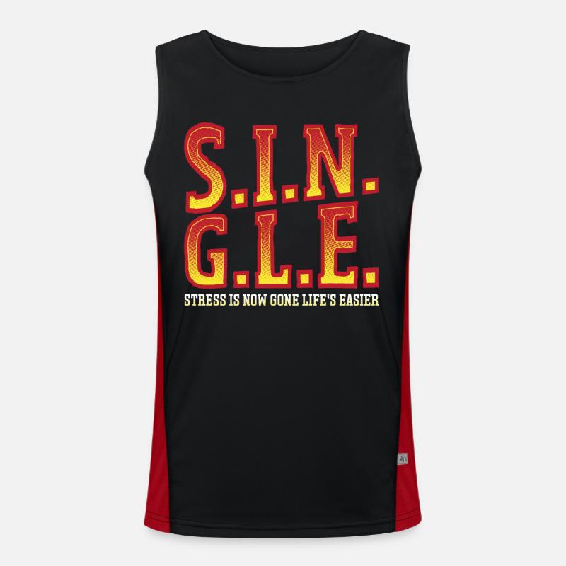 S.I.N.G.L.E Stress Is Now Gone Happy Singles Men's Functional Contrast Tank Top 