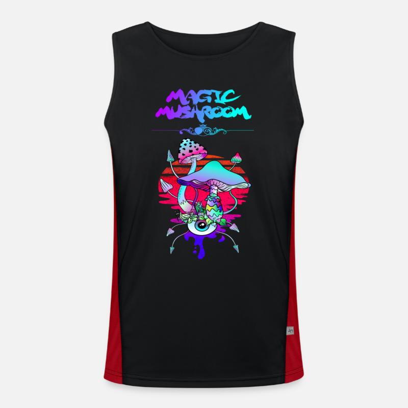Magic Mushroom Sunset Funktionelles Kontrast-Tank Top für Männer 