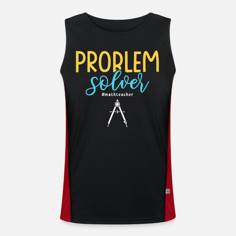 Problem Solver #mathteacher Math Teacher - Men's Functional Contrast Tank Top - black/red