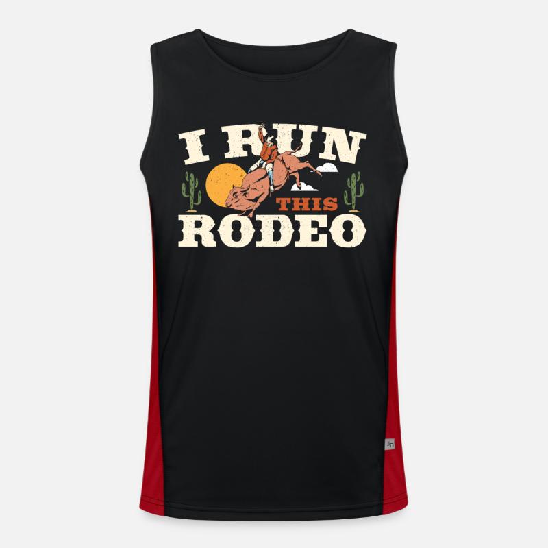 I Run This Rodeo Bullriding Men's Functional Contrast Tank Top 