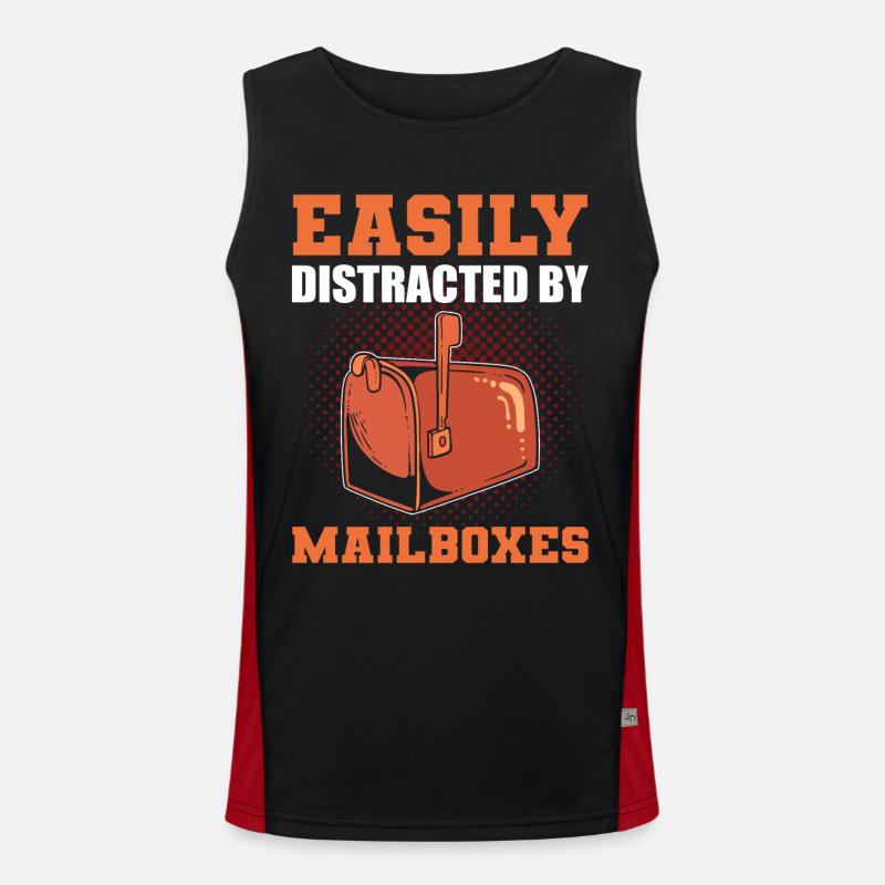 Easily Distracted By Mailboxes Postal Worker Men's Functional Contrast Tank Top 