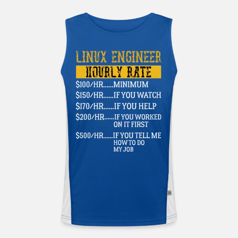 Linux Engineer Stundensatz Mechaniker Arbeitsrate Funktionelles Kontrast-Tank Top für Männer 