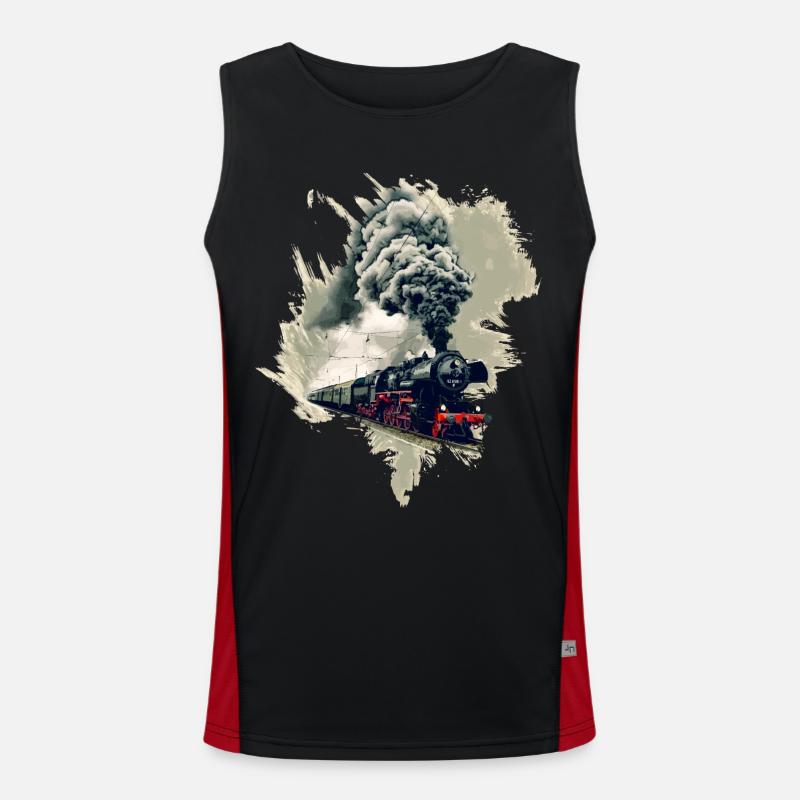 Old steam locomotive Men's Functional Contrast Tank Top 