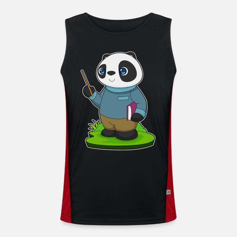 Panda Teacher Pointer School - Men's Functional Contrast Tank Top - black/red