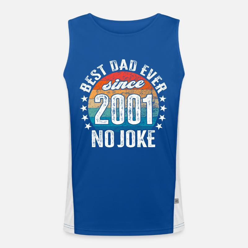 Bester Papa der Welt seit 2001 No Joke Funktionelles Kontrast-Tank Top für Männer 