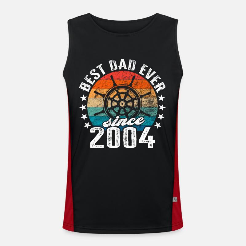 Bester Papa der Welt seit 2004 Kapitän Funktionelles Kontrast-Tank Top für Männer 