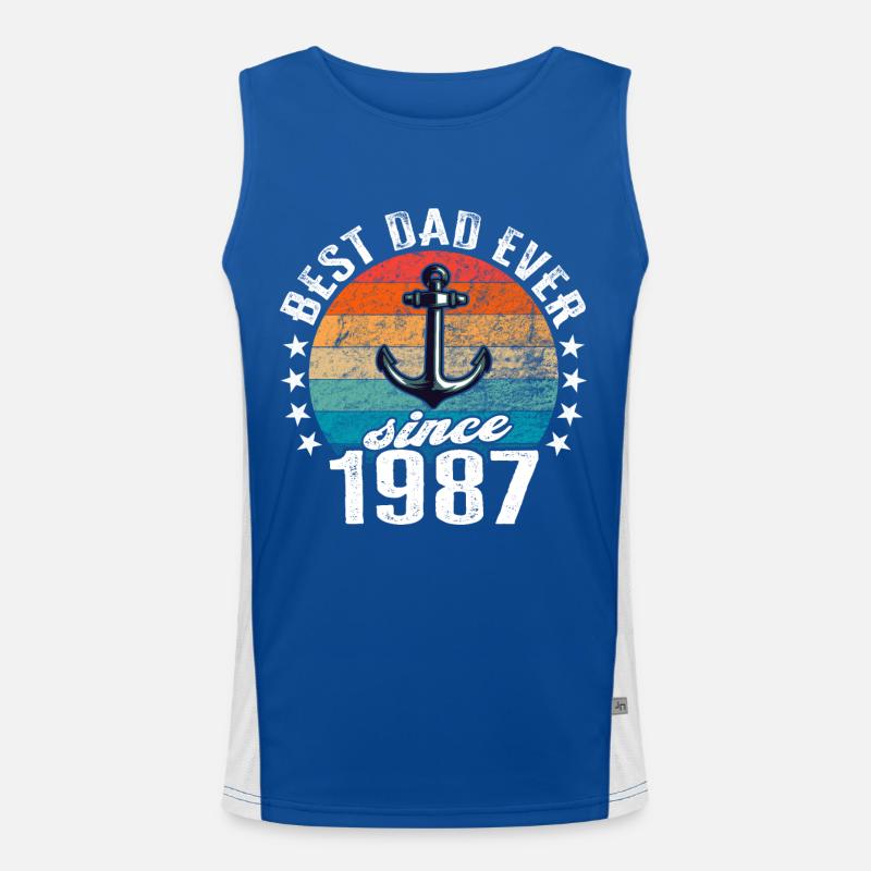 Bester Papa der Welt seit 1987 Anker Funktionelles Kontrast-Tank Top für Männer 