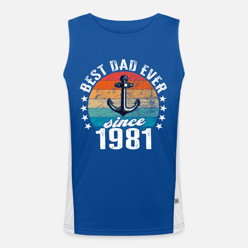 Bester Papa der Welt seit 1981 Anker Funktionelles Kontrast-Tank Top für Männer 