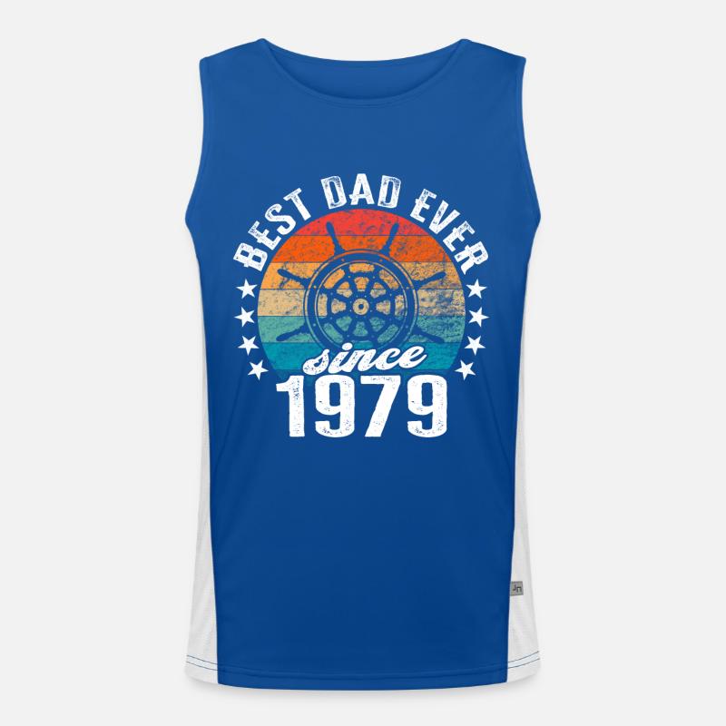 Bester Papa der Welt seit 1979 Kapitän Funktionelles Kontrast-Tank Top für Männer 