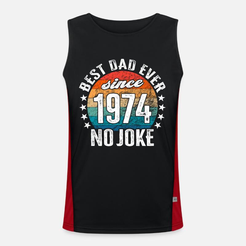 Bester Papa der Welt seit 1974 No Joke Funktionelles Kontrast-Tank Top für Männer 