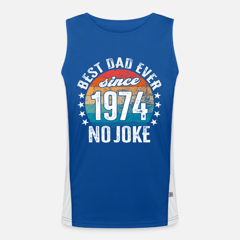 Bester Papa der Welt seit 1974 No Joke Funktionelles Kontrast-Tank Top für Männer 