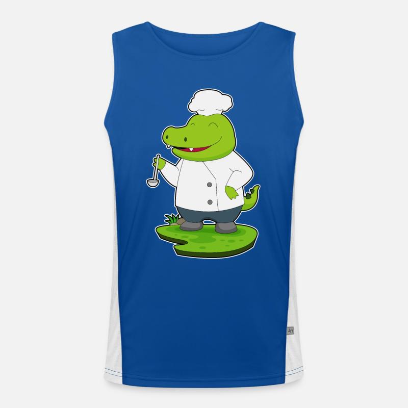 Krokodil Koch Kochlöffel Kochen Funktionelles Kontrast-Tank Top für Männer 