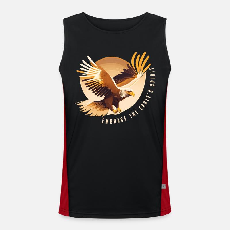 Eagle Soaring with Inspirational Quote - Men's Functional Contrast Tank Top - black/red