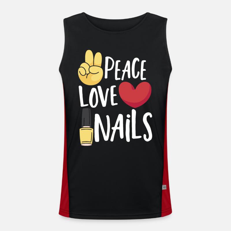 Peace Love Nails Nail Tech Nageltechnikerin Funktionelles Kontrast-Tank Top für Männer 