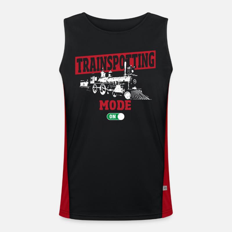 Trainspotting-Modus: Ein Trainspotter Funktionelles Kontrast-Tank Top für Männer 