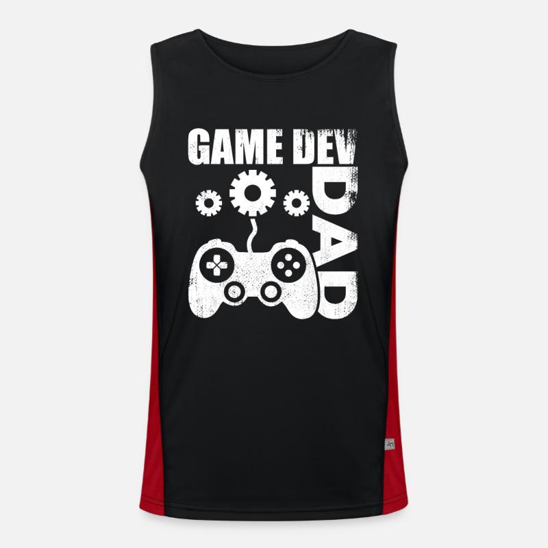Game Developer Dad - Men's Functional Contrast Tank Top  - black/red