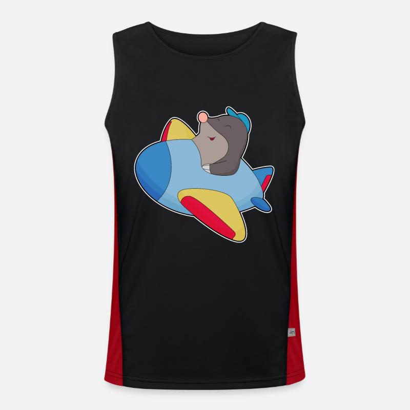 Mole Airplane - Men's Functional Contrast Tank Top  - black/red