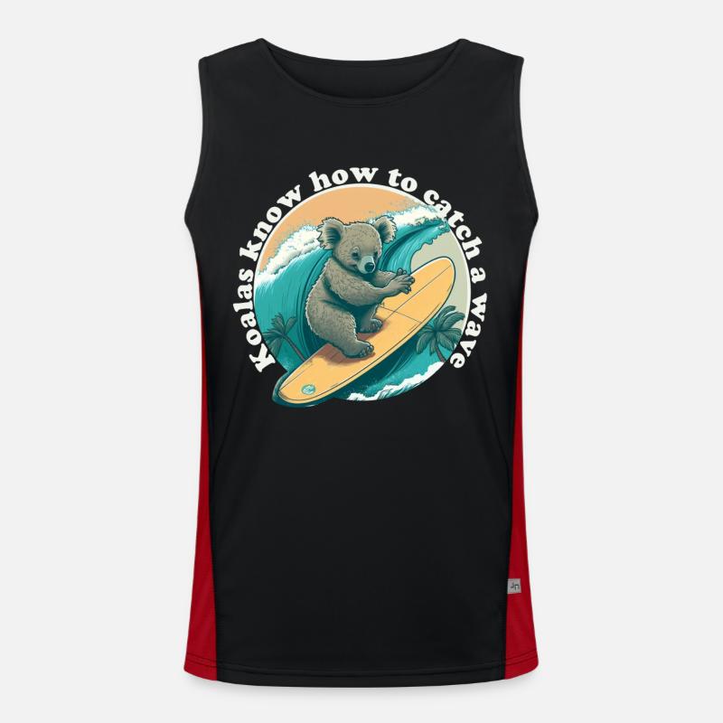 Catch a wave Koalabaer - Men's Functional Contrast Tank Top  - black/red