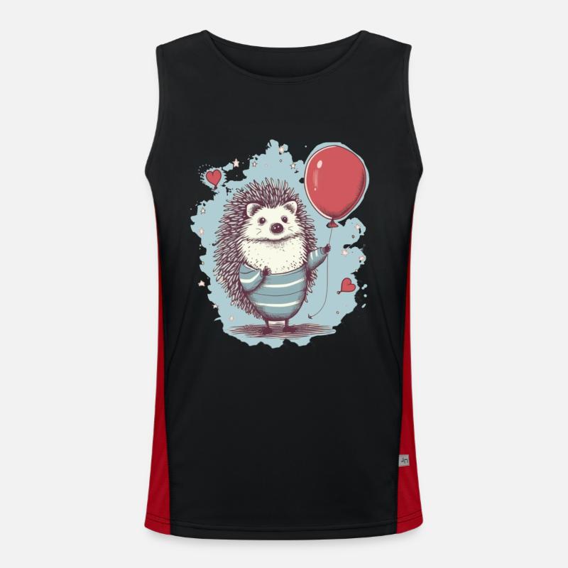 Cute hedgehog with balloon - Men's Functional Contrast Tank Top  - black/red