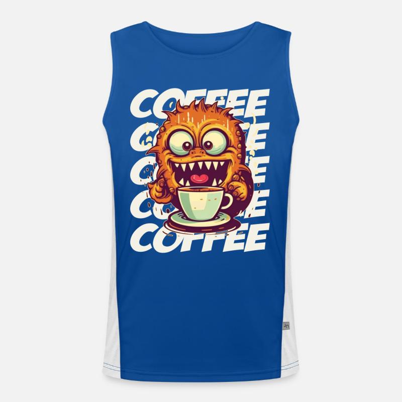 Kaffeemonster mit Schriftzug Funktionelles Kontrast-Tank Top für Männer 