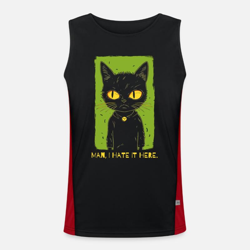 I Hate It Here - The Bad-Tempered Cat Men's Functional Contrast Tank Top 