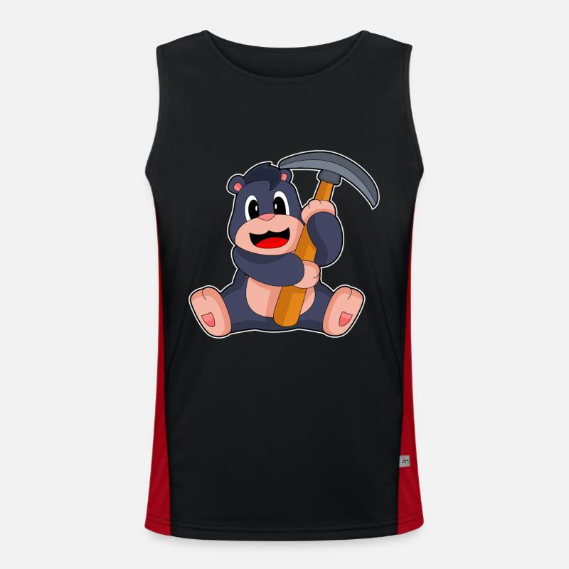 Mole Miner Pickaxe Mining - Men's Functional Contrast Tank Top - black/red