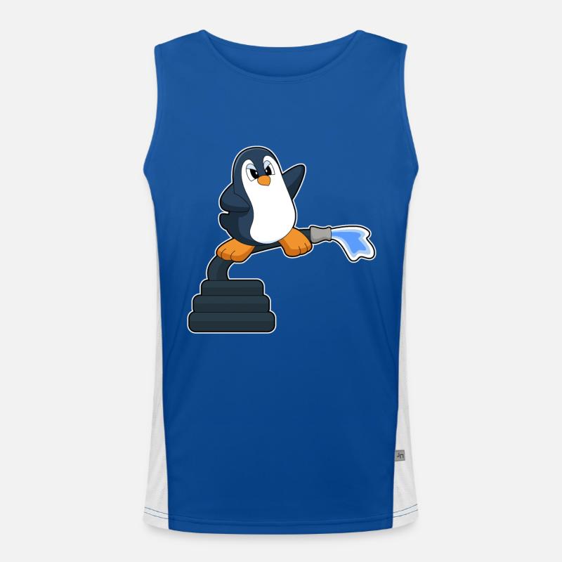 Penguin Firefighter Fire Hose Fire Brigade Men's Functional Contrast Tank Top 