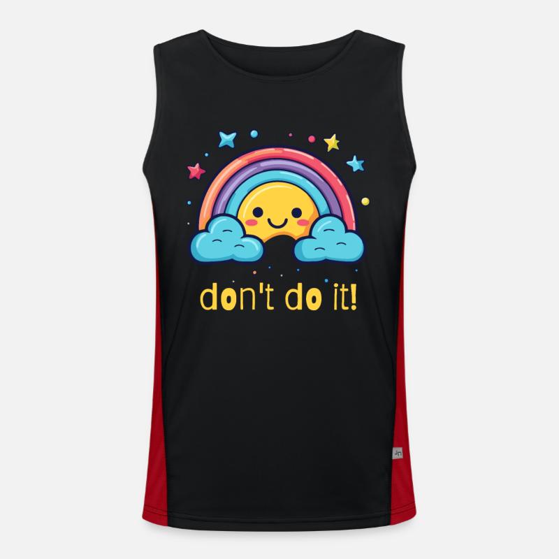 don't do it, happy rainbow - Men's Functional Contrast Tank Top - black/red
