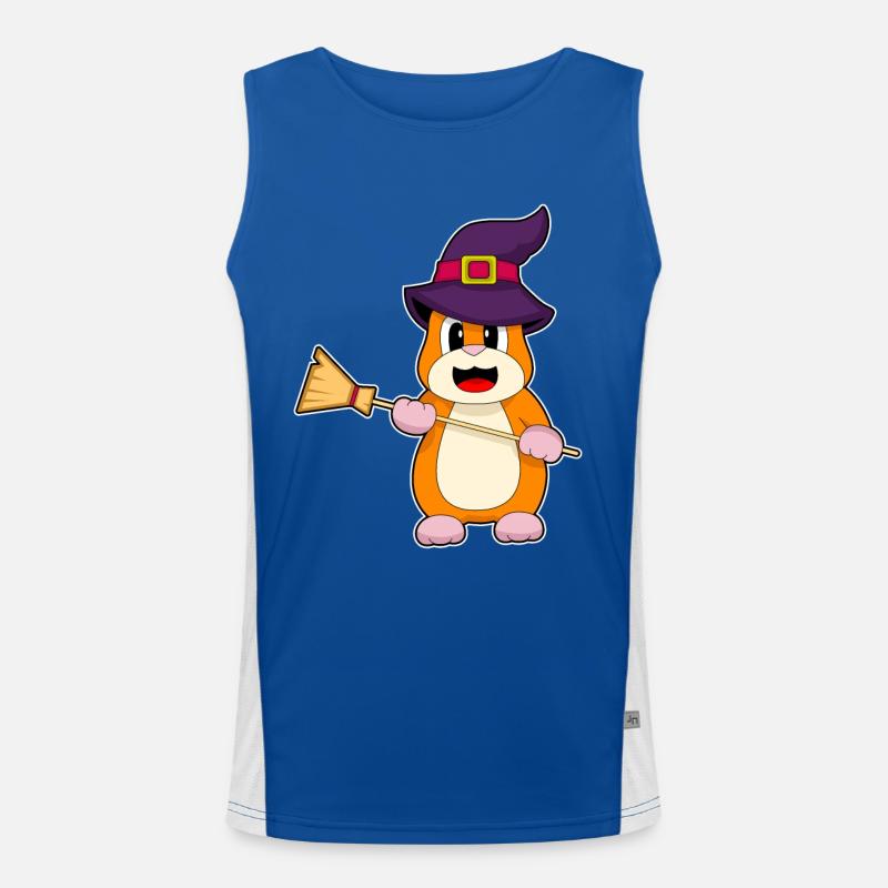 Hamster Halloween Balai de sorcière Débardeur respirant contrasté Homme 