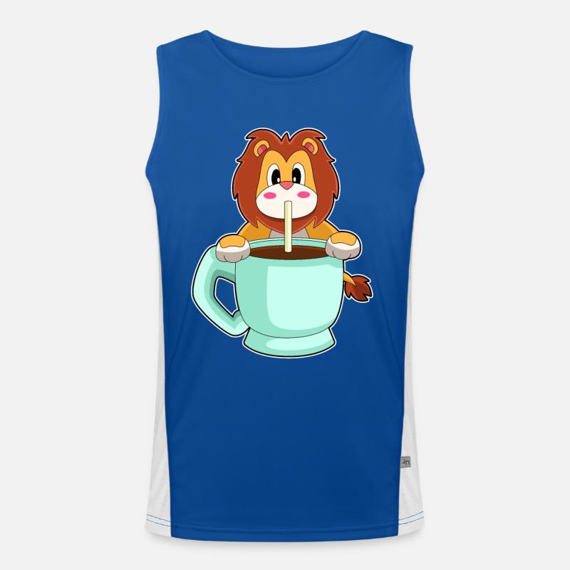 Löwe Tasse Kaffe Funktionelles Kontrast-Tank Top für Männer 