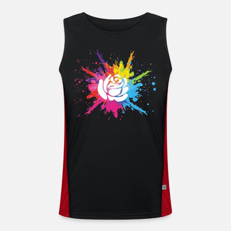 Fleur blanche et explosion multicolore Débardeur respirant contrasté Homme 