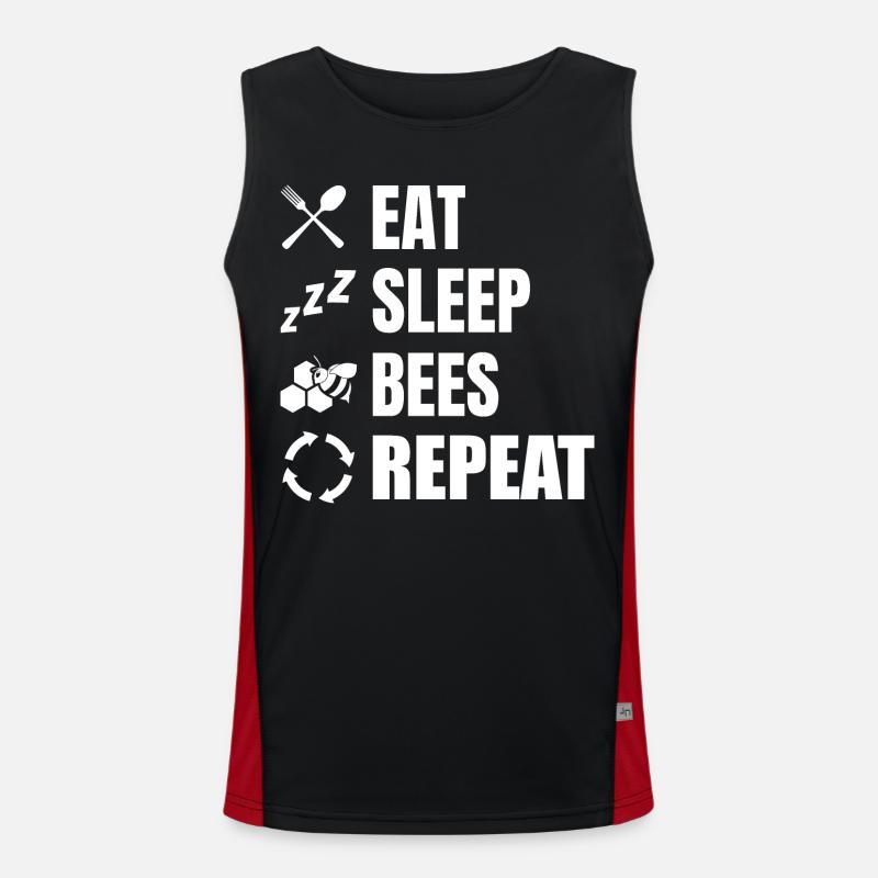 Eating, sleeping, beekeeping, repeating - Men's Functional Contrast Tank Top - black/red