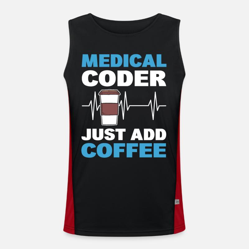 Medical Coder Just Add Coffee Medical Code Men's Functional Contrast Tank Top 