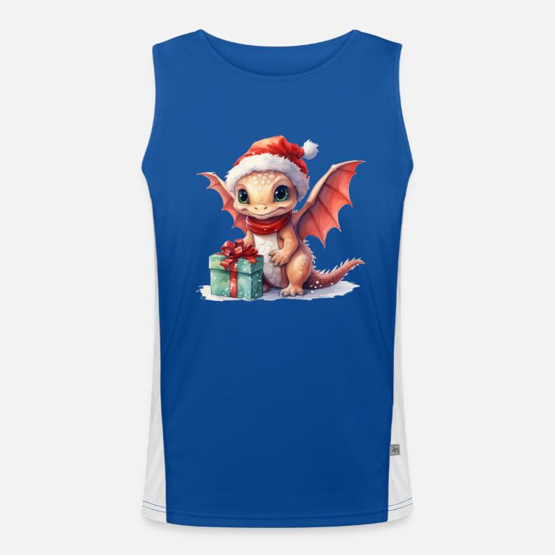 Dragon de Noël avec cadeau Débardeur respirant contrasté Homme 