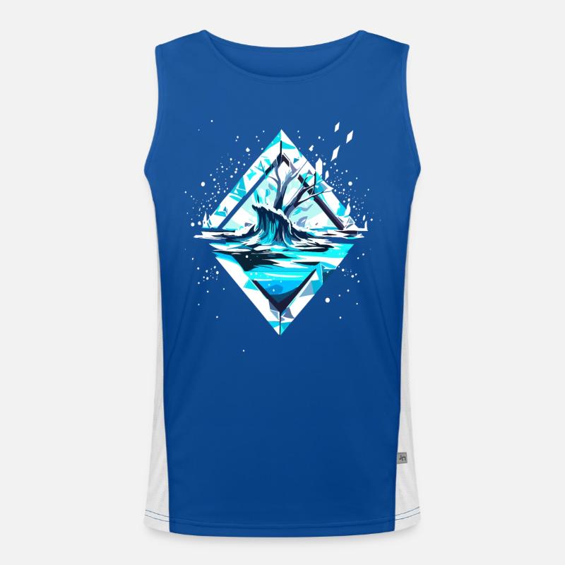 Schnee Eiskristall Winterlandschaft Funktionelles Kontrast-Tank Top für Männer 