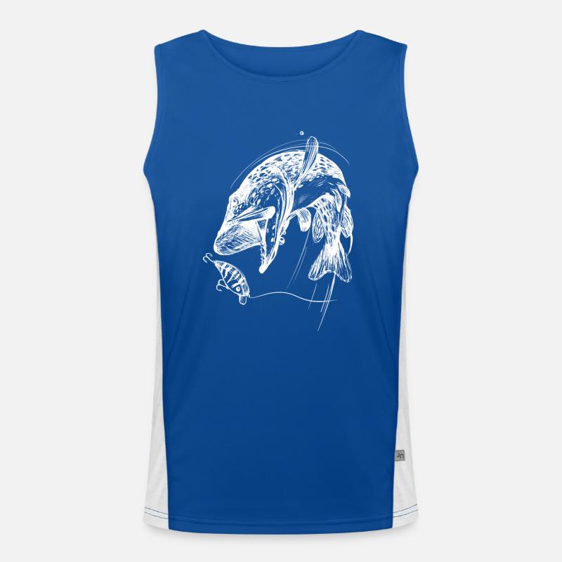 Poisson de vie ! - Tshirt de pêche Pike Attack / Z Débardeur respirant contrasté Homme 