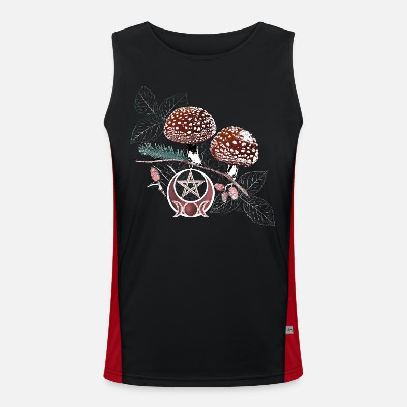 Toadstool Wicca Symbol Natural Magic Autumn - Men's Functional Contrast Tank Top  - black/red