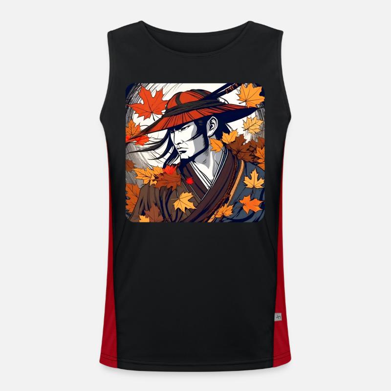 Stolzer Samurai Krieger im Herbst Funktionelles Kontrast-Tank Top für Männer 