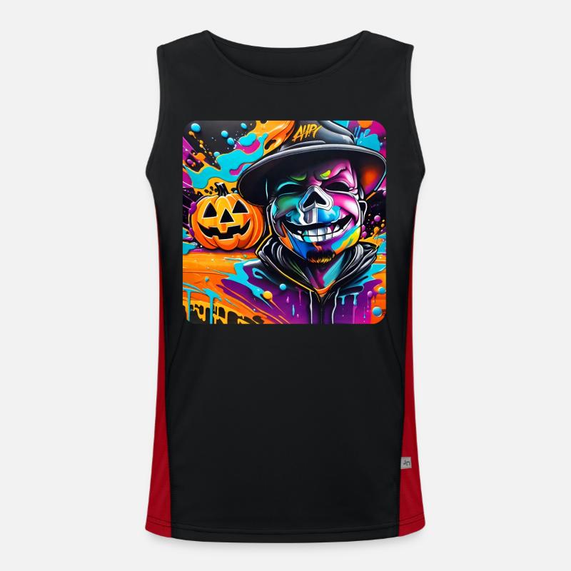 Graffiti Halloween Crâne et Citrouille Débardeur respirant contrasté Homme 