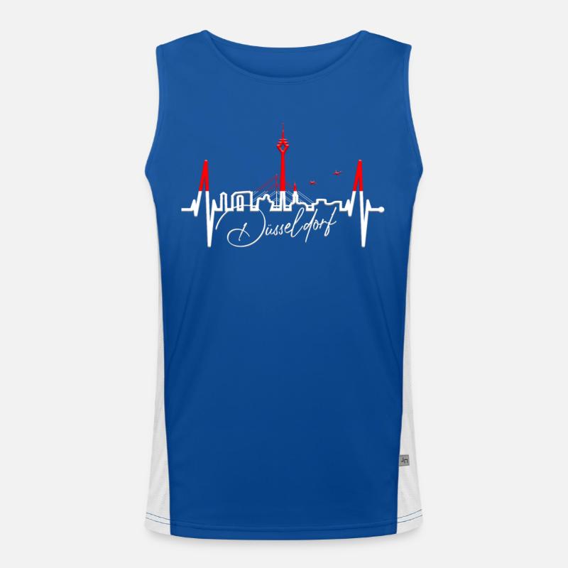Düsseldorf Skyline Herzschlag Liebe Düsseldorfer Funktionelles Kontrast-Tank Top für Männer 
