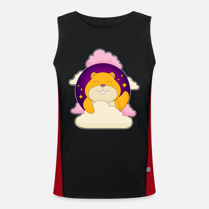 Hamster Clouds - Men's Functional Contrast Tank Top - black/red