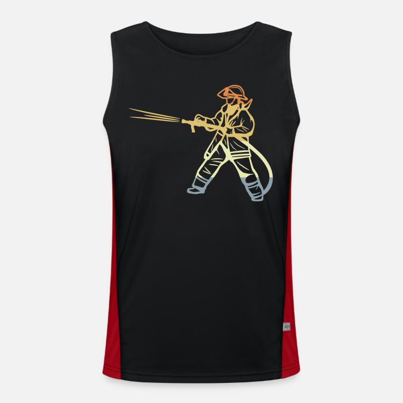 Vintage Firefighter Sketch Men's Functional Contrast Tank Top 