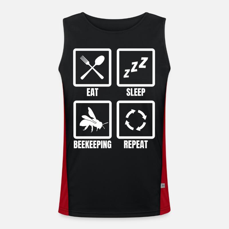 eating sleep beekeeping repeat - Men's Functional Contrast Tank Top - black/red