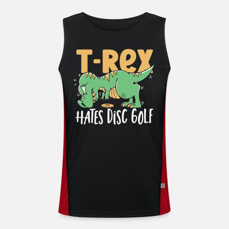 T-Rex hasst Disc Golf T Rex Dinosaurier Funktionelles Kontrast-Tank Top für Männer 